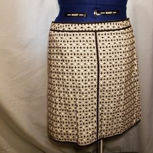 Talbots embroidered black/ white A line skirt